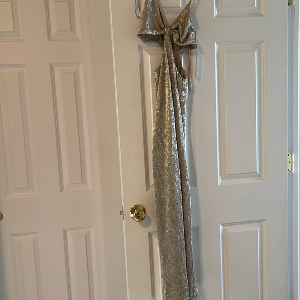 Alice and Olivia gold foil cut out dress